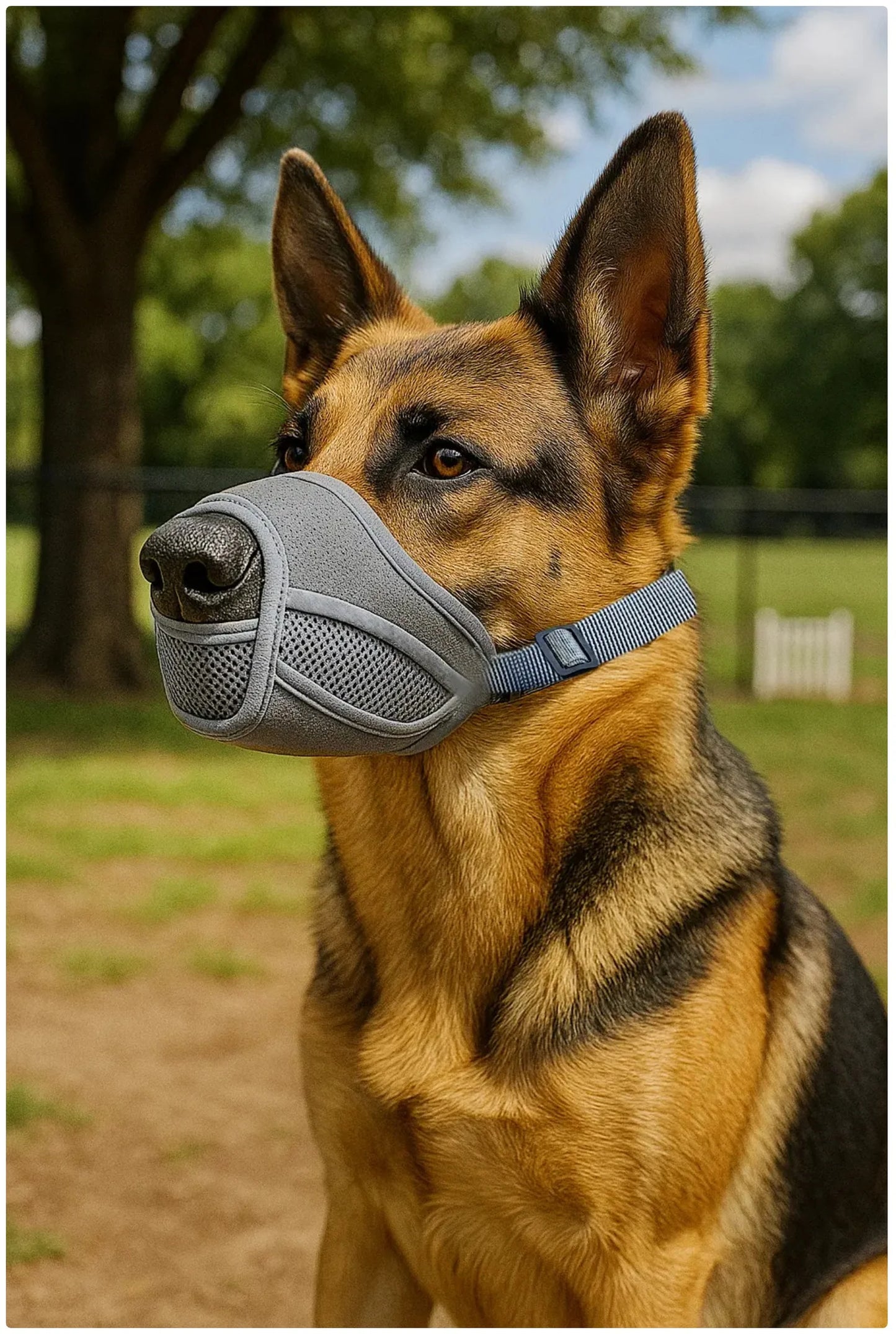 Breathable Mesh Dog Muzzle - 3 Colors (Black/Blue/Gray) for Safe Walks