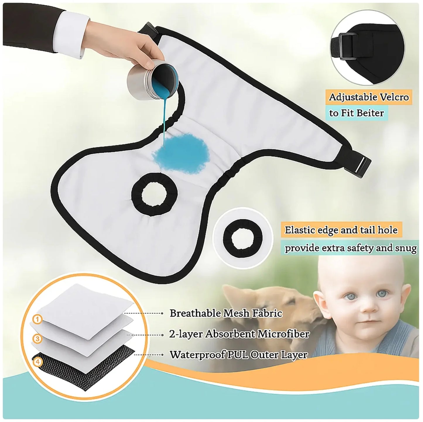 Adjustable Waterproof Dog Diaper - Ultimate Hygiene Solution for Your Pet